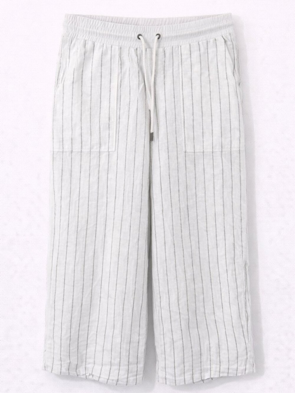 Athleta Women's Bali Linen Crop Wide Leg Pant‎ White Size 6 Coastal Resortwear